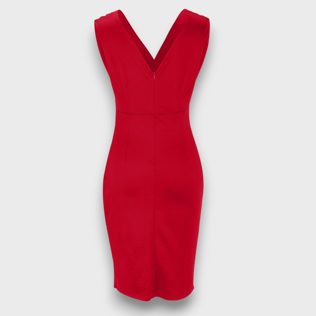 Isa – Figurbetontes Kleid mit V-Ausschnitt und Schlitz - Emma Fioretti