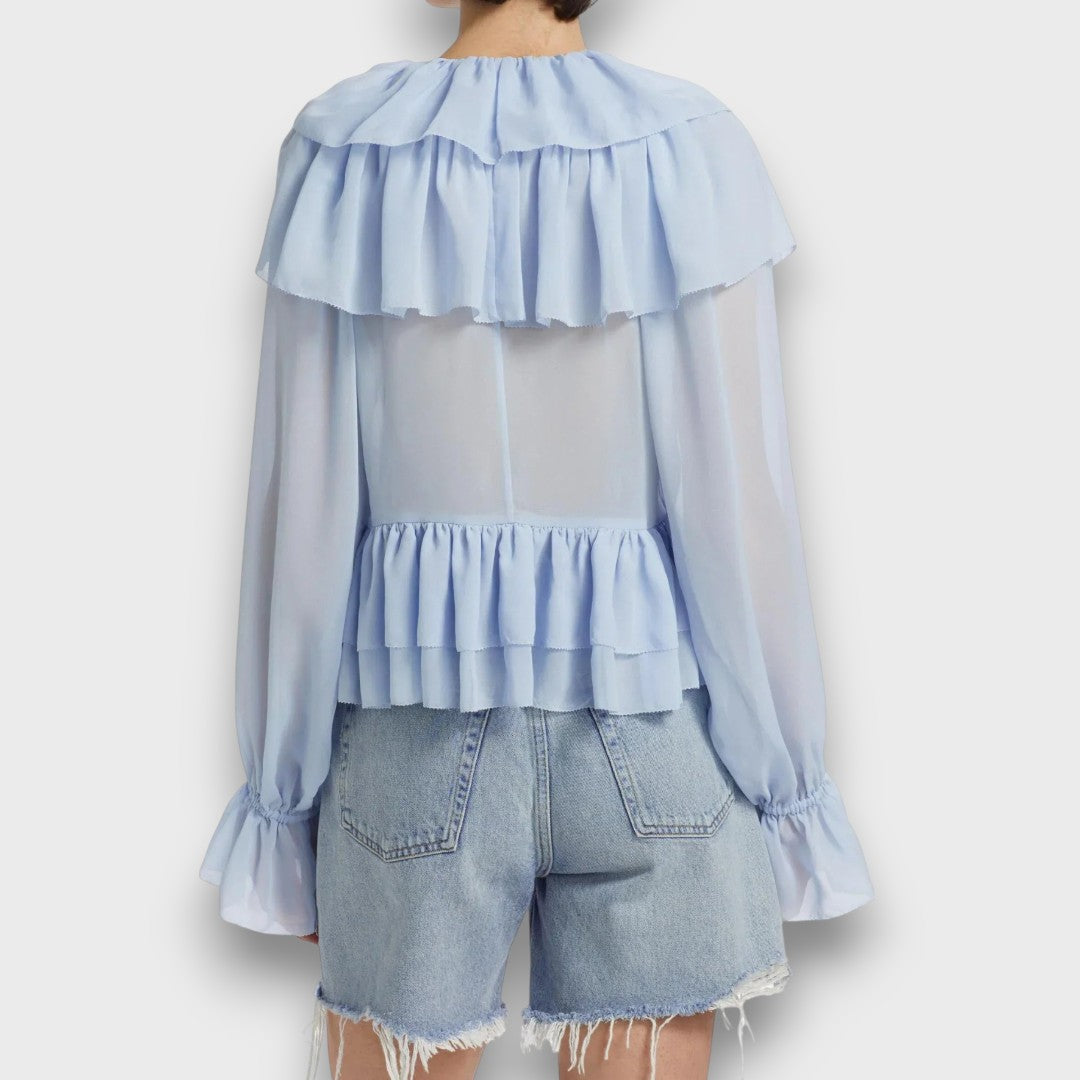 Elorie – Verspielte Volantbluse mit Retro-Flair
