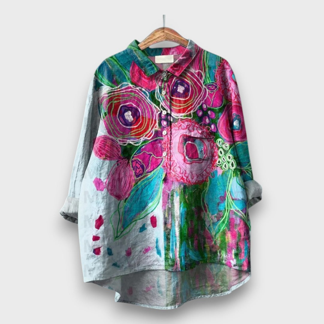 Elyra – Aquarell-Bluse in floraler Leichtigkeit