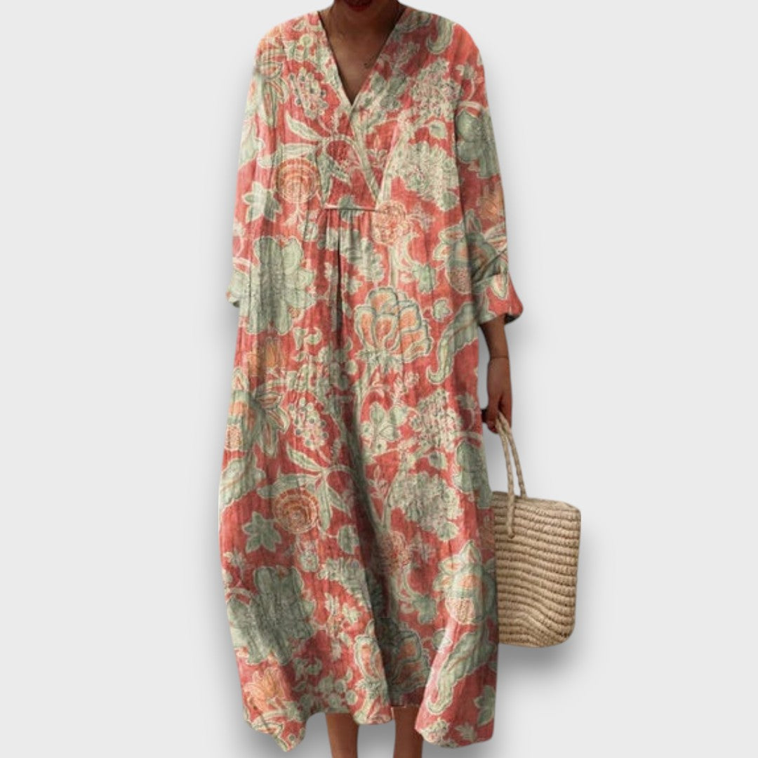 Thaleia – Midikleid mit floralem Vintage-Muster