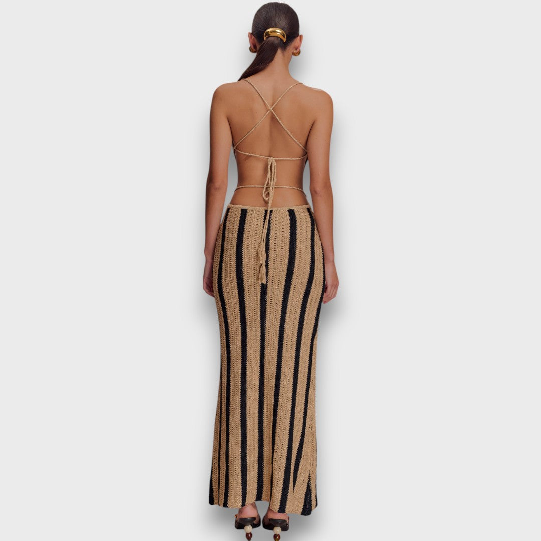 Serepha – Gehäkeltes Maxikleid mit Taillenband Emma Fioretti