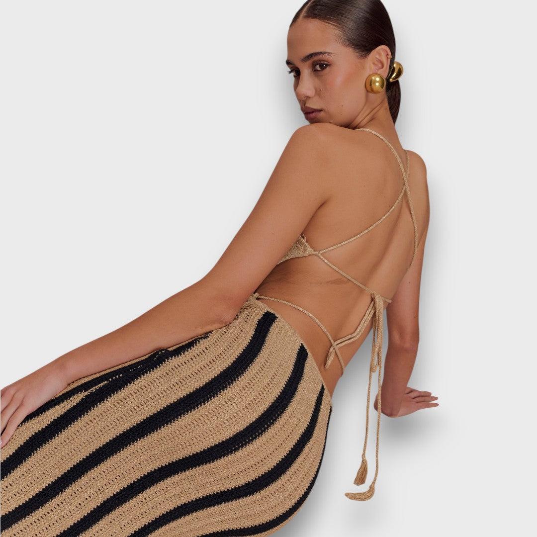 Serepha – Gehäkeltes Maxikleid mit Taillenband Emma Fioretti
