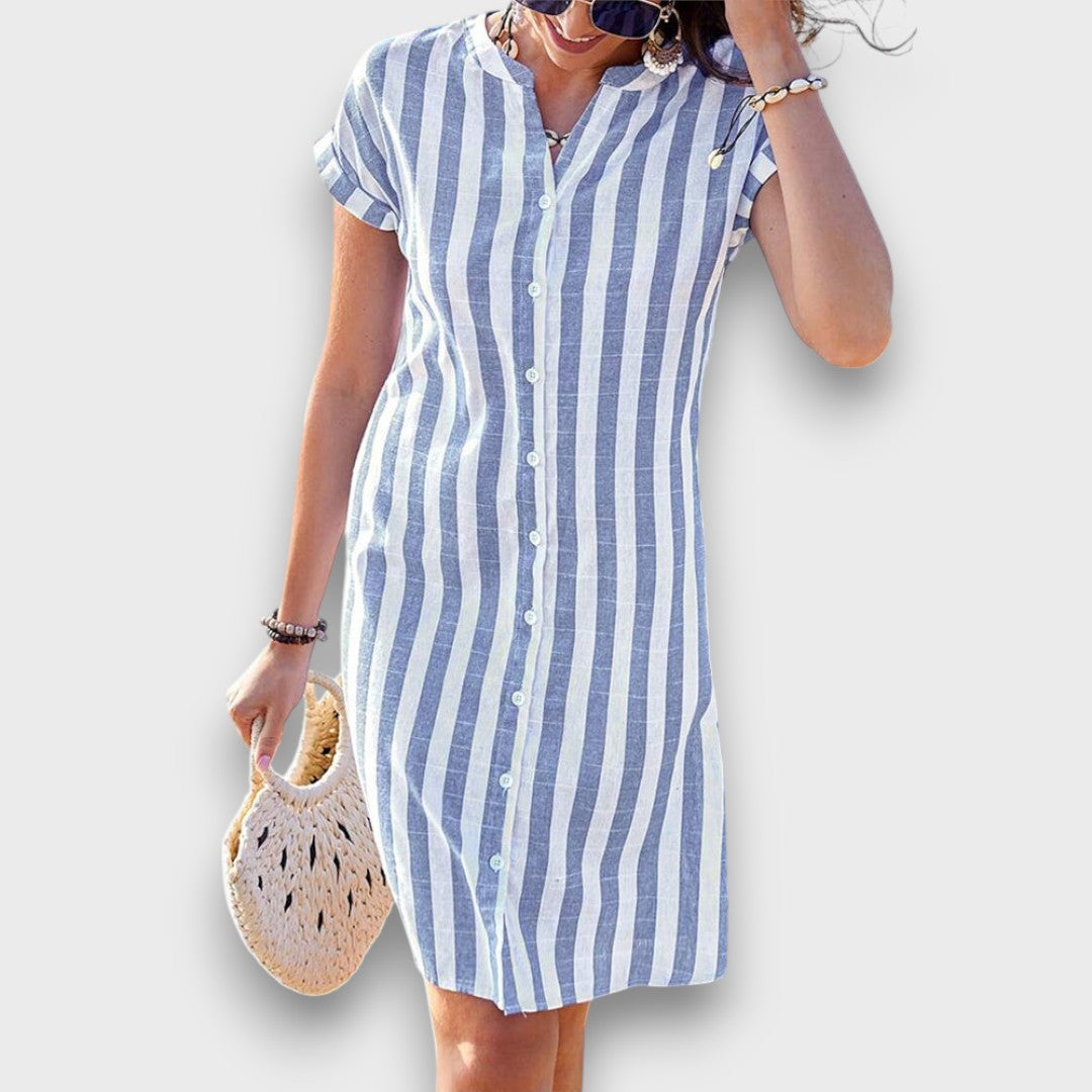 Martine – Gestreiftes Hemdblusenkleid mit Leichtigkeit Emma Fioretti