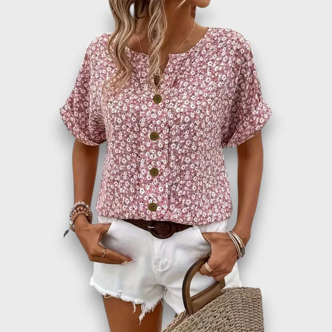 Mirena – Bluse mit floralem Muster und Knopfleiste - Emma Fioretti