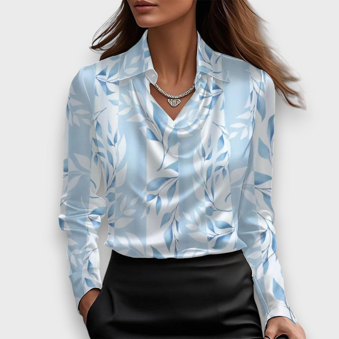 Melvine – Satiniert glänzende Bluse mit Drapierung - Emma Fioretti