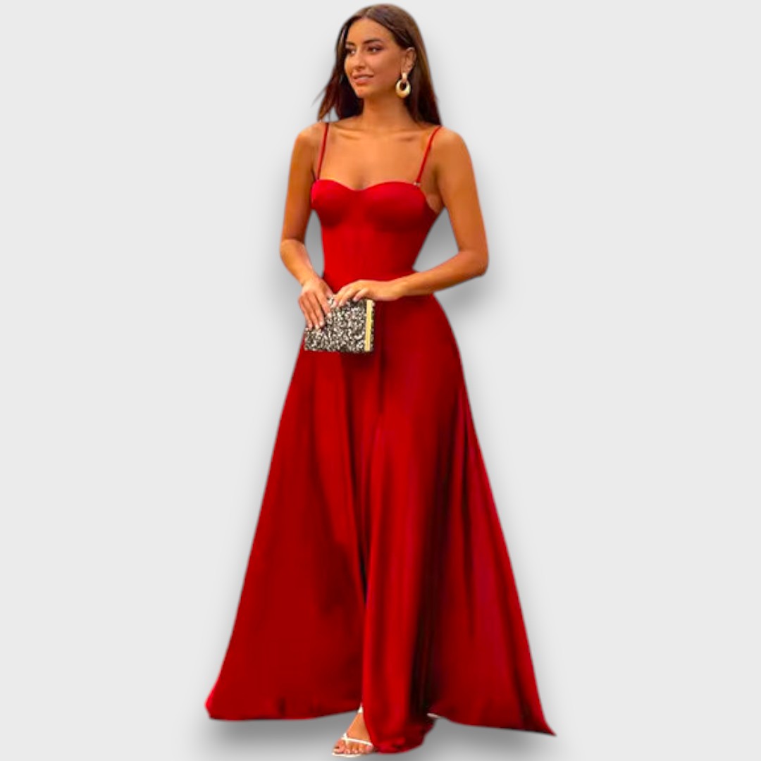 Victoria – Langes Kleid mit Rückenschnürung und Schlitz - Emma Fioretti