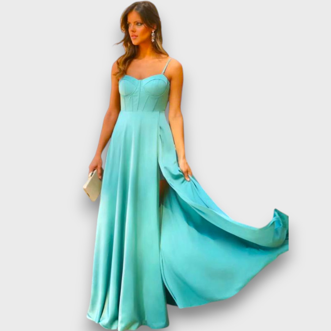Victoria – Langes Kleid mit Rückenschnürung und Schlitz - Emma Fioretti
