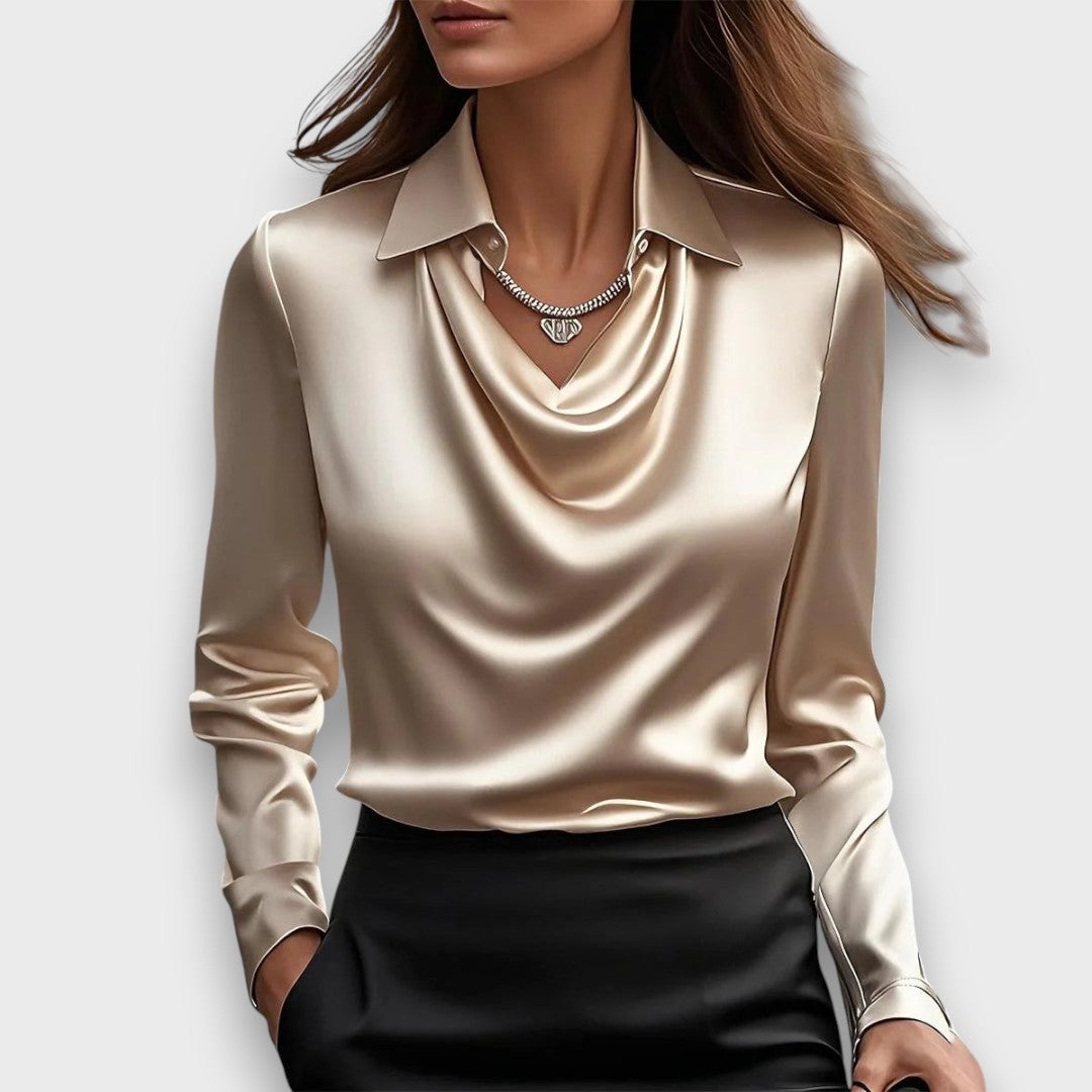 Melvine – Satiniert glänzende Bluse mit Drapierung - Emma Fioretti
