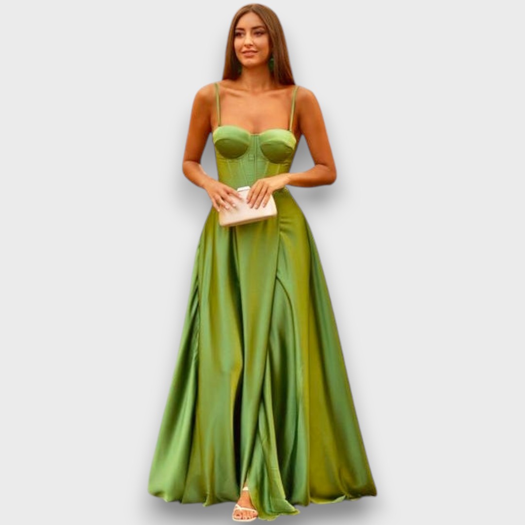 Victoria – Langes Kleid mit Rückenschnürung und Schlitz - Emma Fioretti