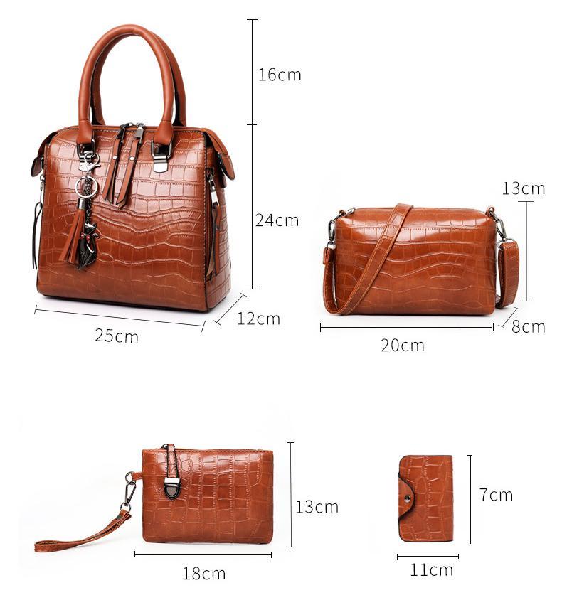Varelia – 4-teiliges Taschenset mit Kroko-Struktur
