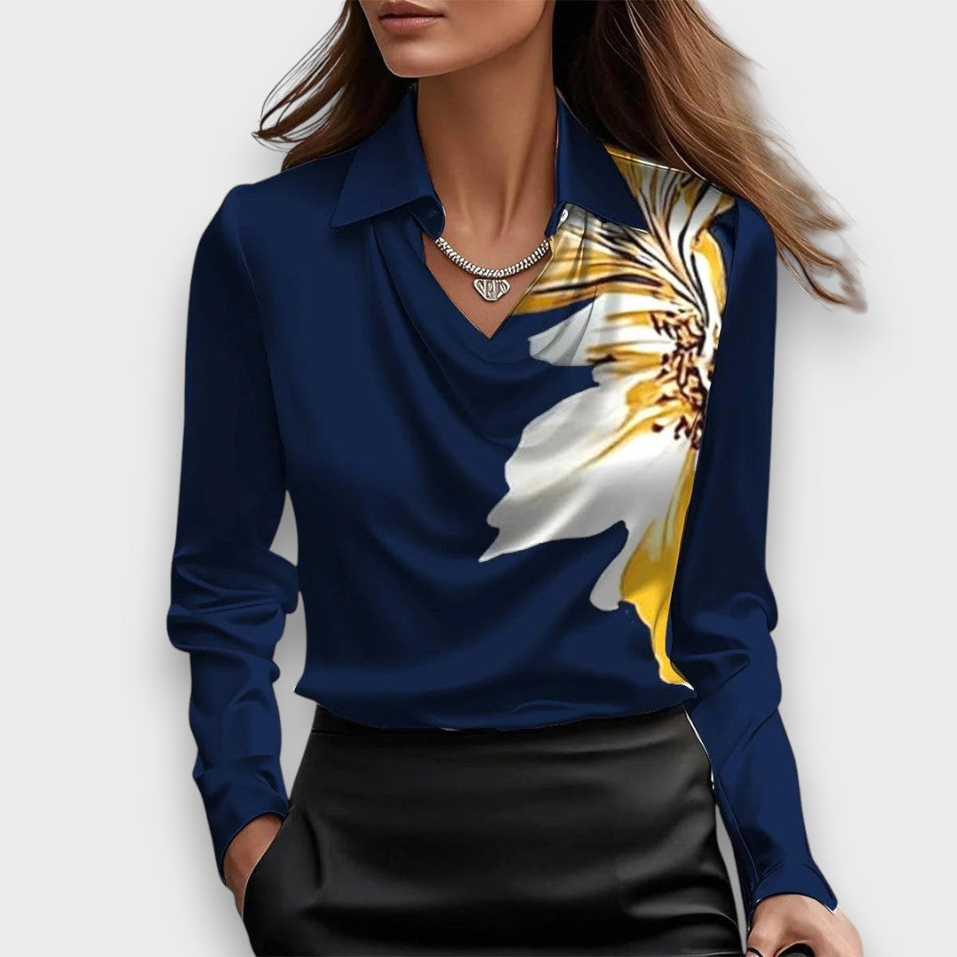 Melvine – Satiniert glänzende Bluse mit Drapierung - Emma Fioretti