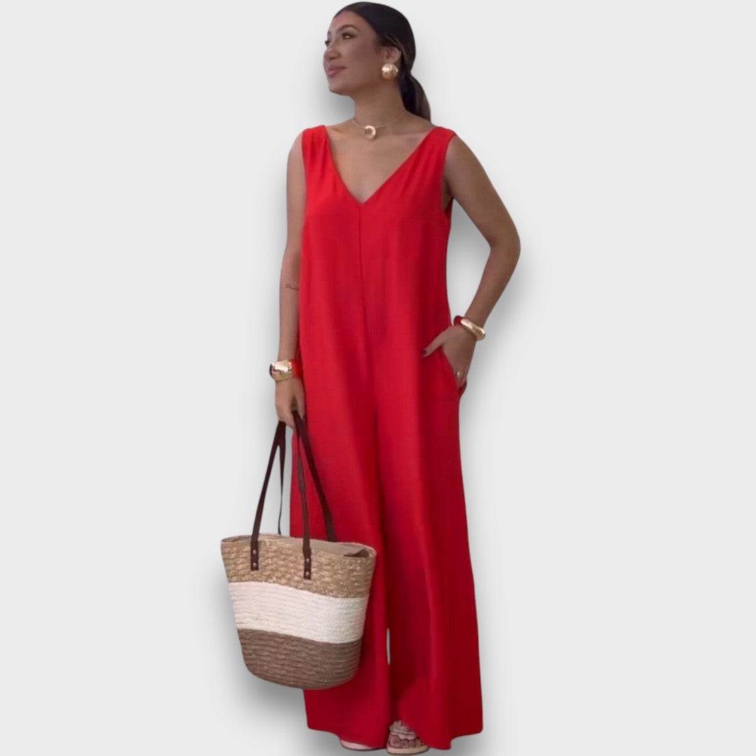 Aubrine – Fließender Jumpsuit mit V-Ausschnitt - Emma Fioretti