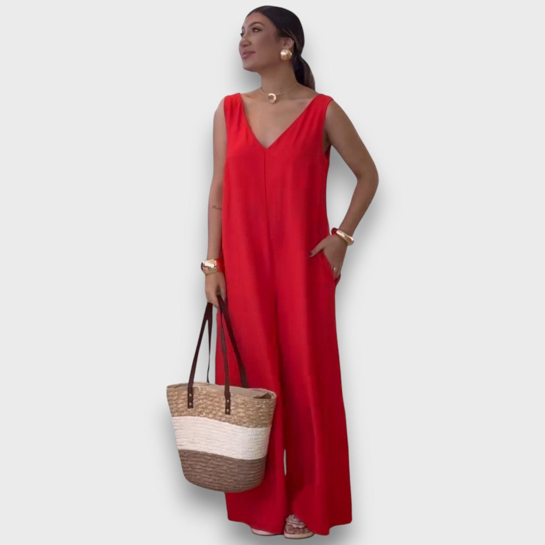 Aubrine – Fließender Jumpsuit mit V-Ausschnitt - Emma Fioretti