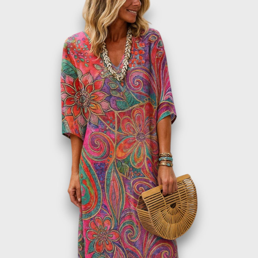 Akam – Sommerkleid mit floral-abstraktem Print - Emma Fioretti