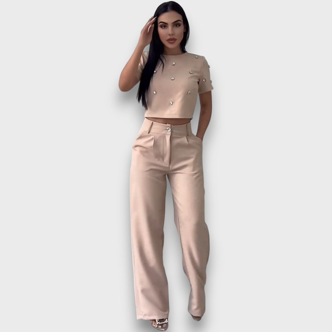 Lucy – Zweiteiler mit veredelter Bluse und weiter Hose - Emma Fioretti