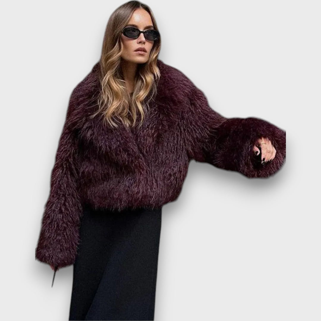 Mile – Luxus-Fake-Fur in tiefem Burgund Emma Fioretti
