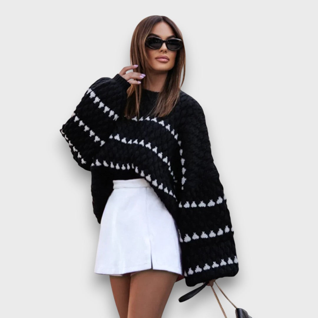 Luliane – Strukturpullover mit grafischem Muster
