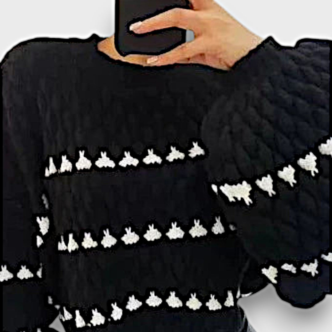 Luliane – Strukturpullover mit grafischem Muster