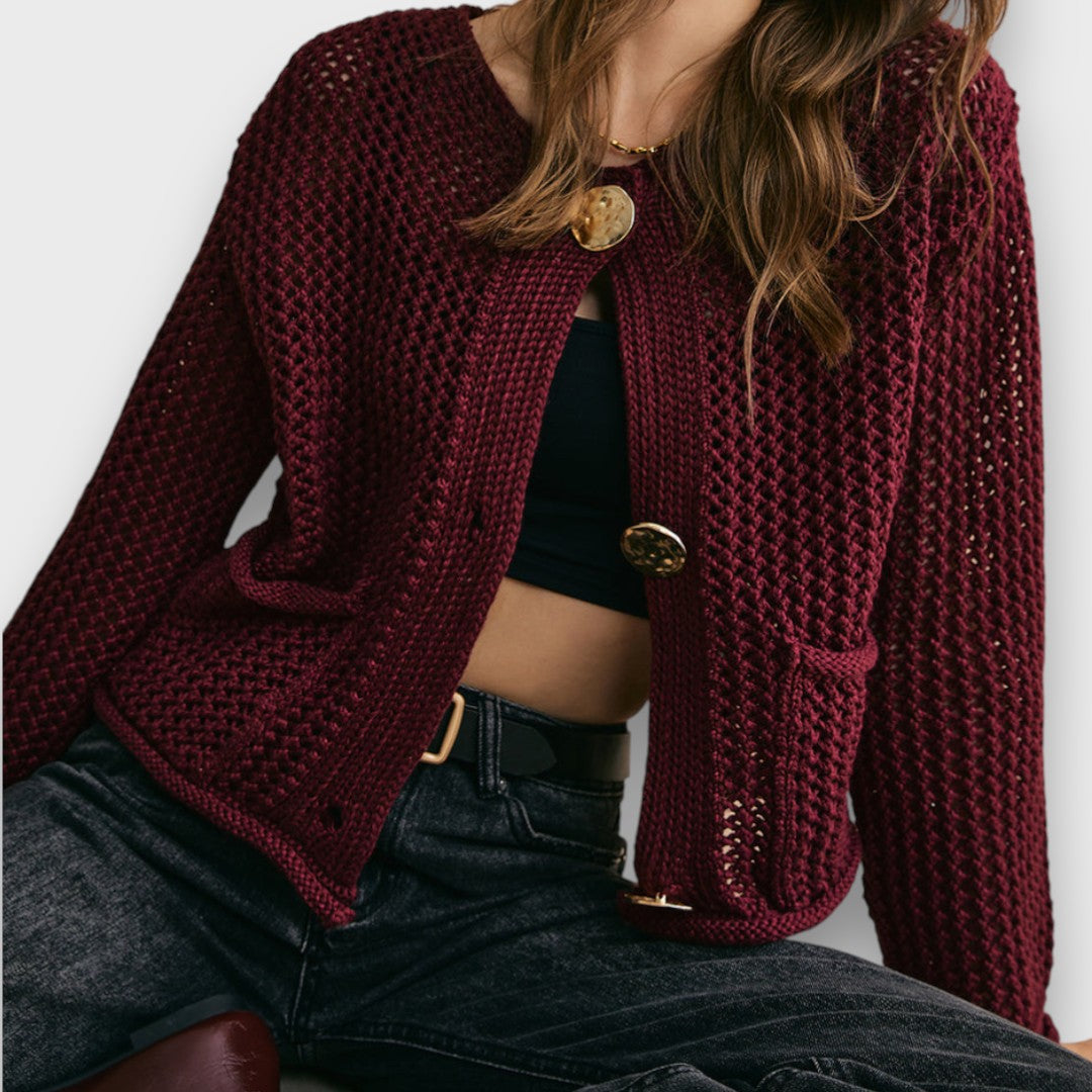 Jessa – Strick-Cardigan in Burgunderrot Emma Fioretti