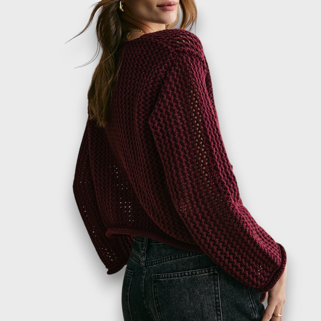 Jessa – Strick-Cardigan in Burgunderrot Emma Fioretti