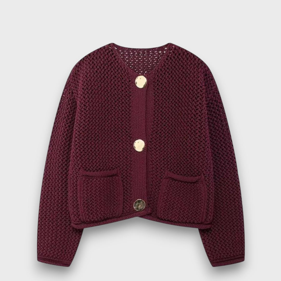 Jessa – Strick-Cardigan in Burgunderrot Emma Fioretti