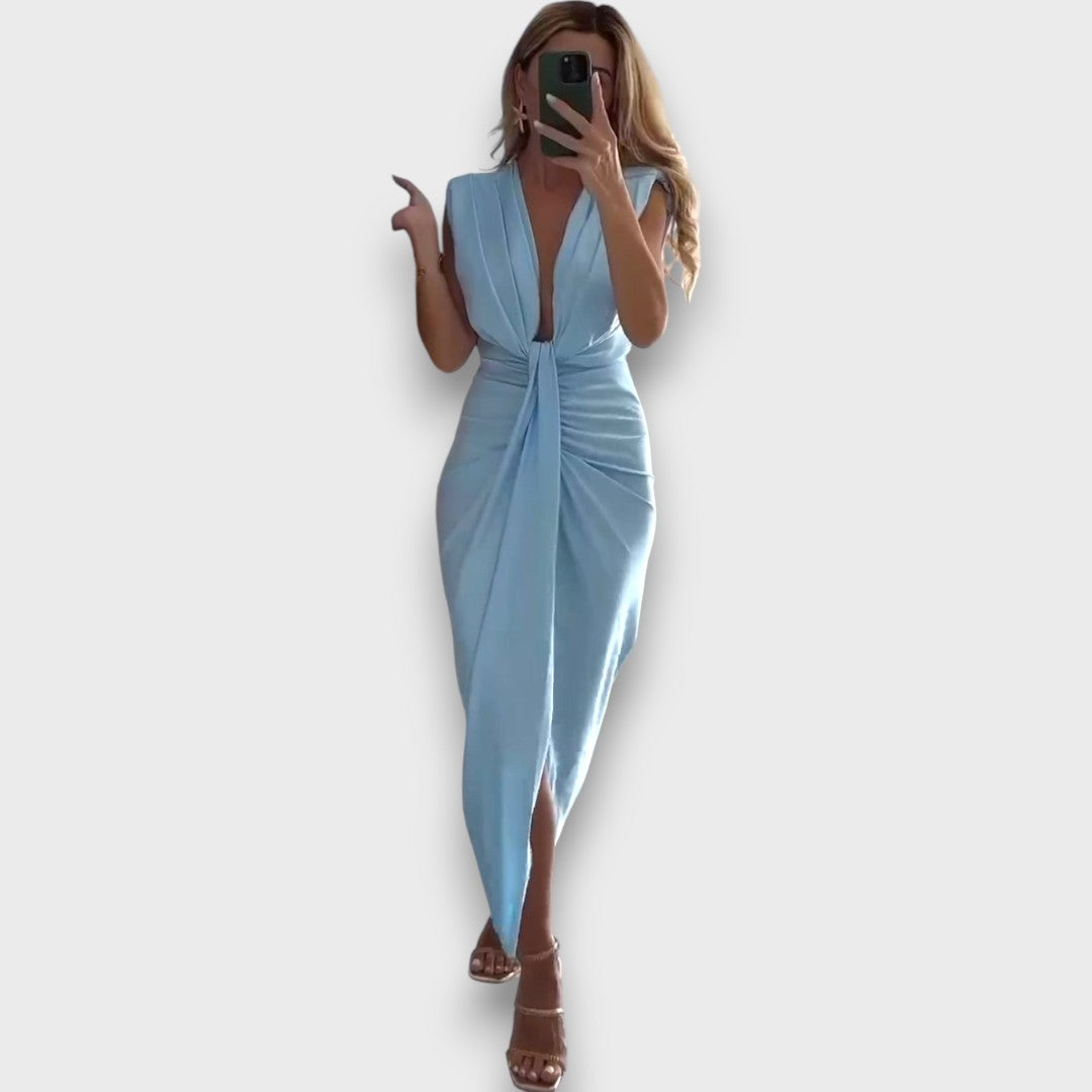 Oriane – Drapiertes Abendkleid mit tiefem Ausschnitt - Emma Fioretti
