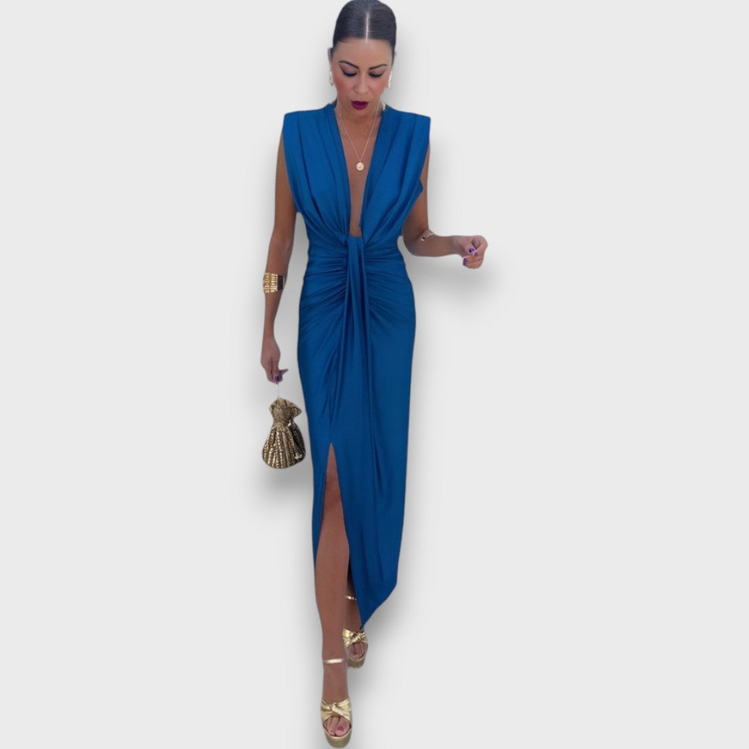 Oriane – Drapiertes Abendkleid mit tiefem Ausschnitt - Emma Fioretti