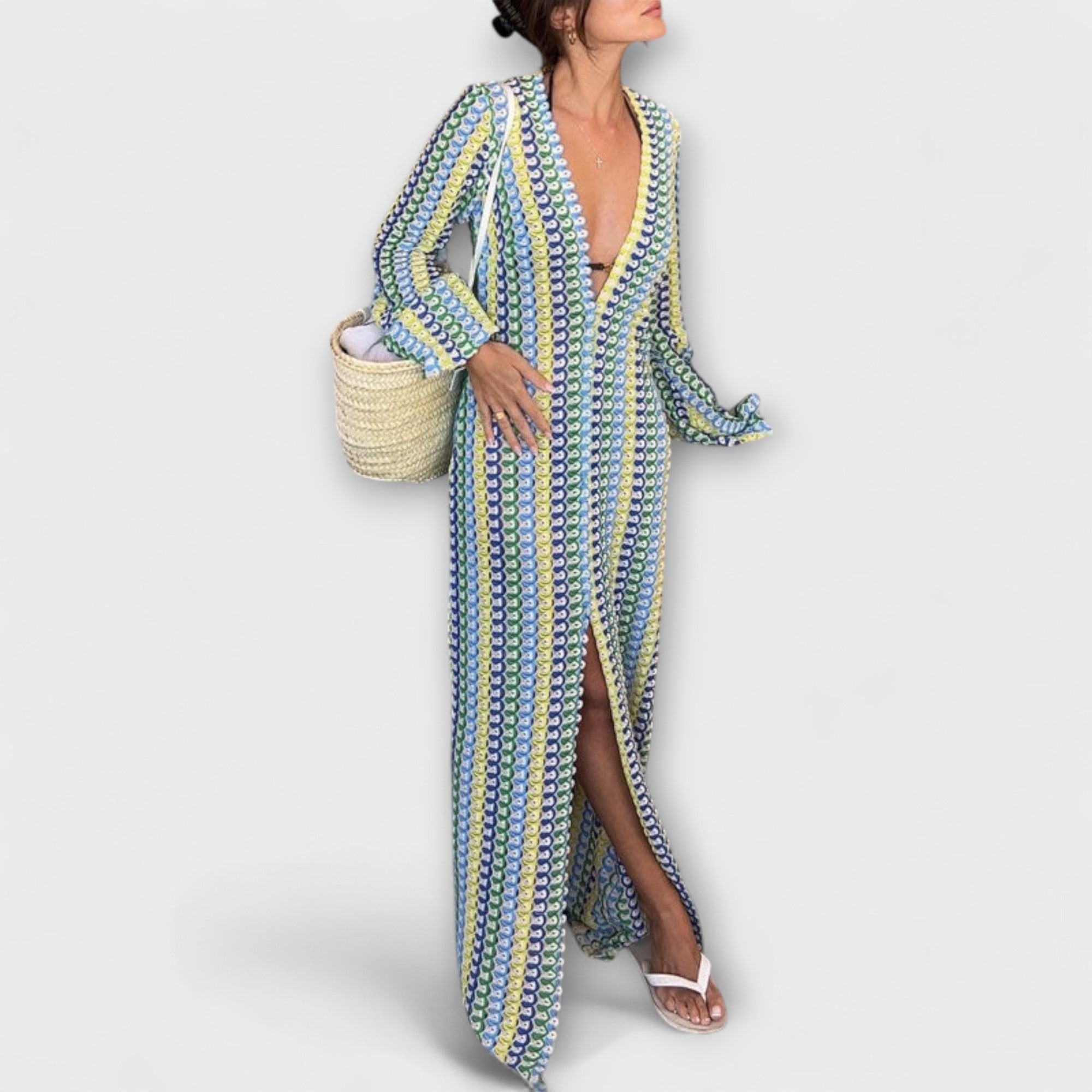 Eliora – Maxikleid mit V-Ausschnitt und Urlaubsflair