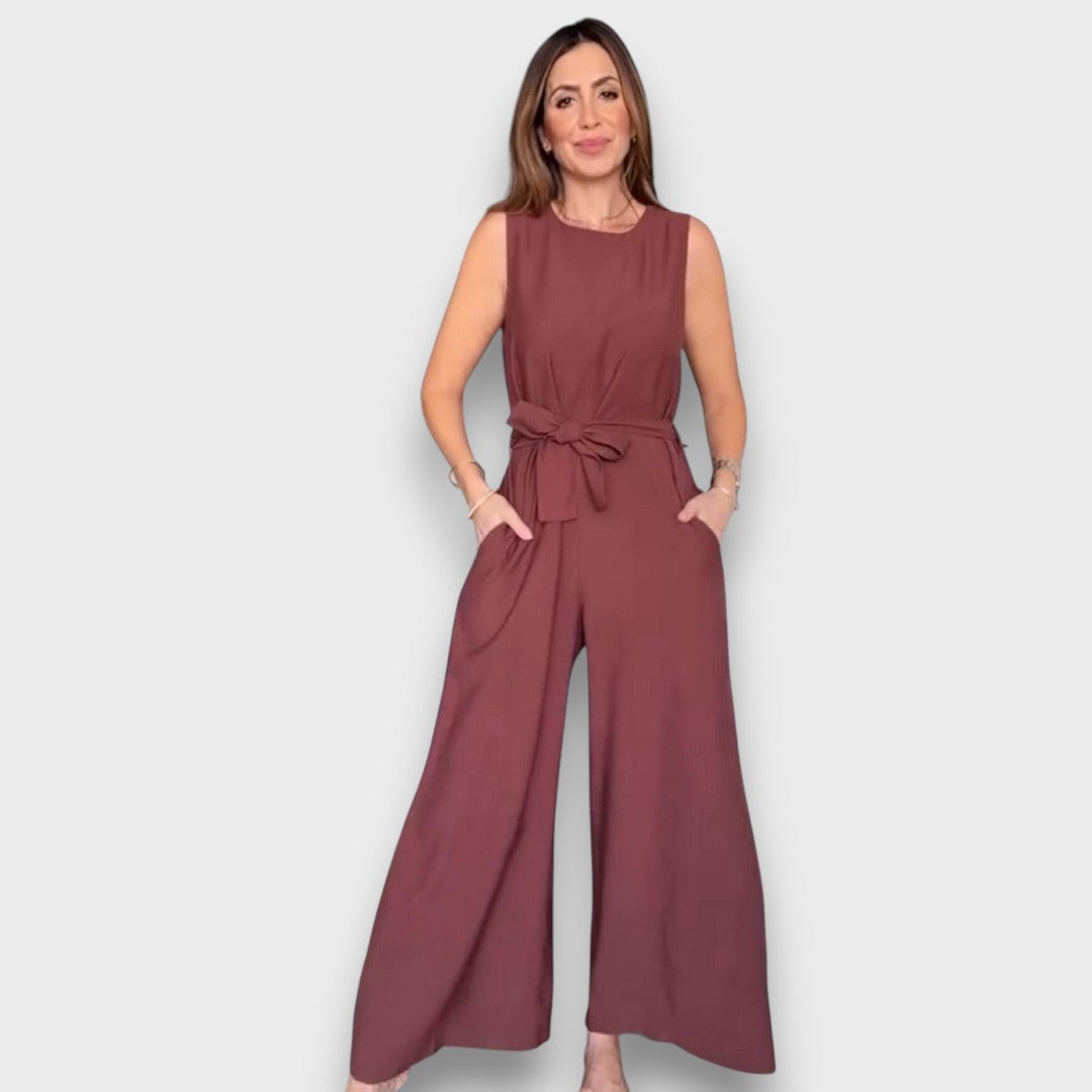 Delia – Jumpsuit mit Taillenschleife und weitem Bein - Emma Fioretti