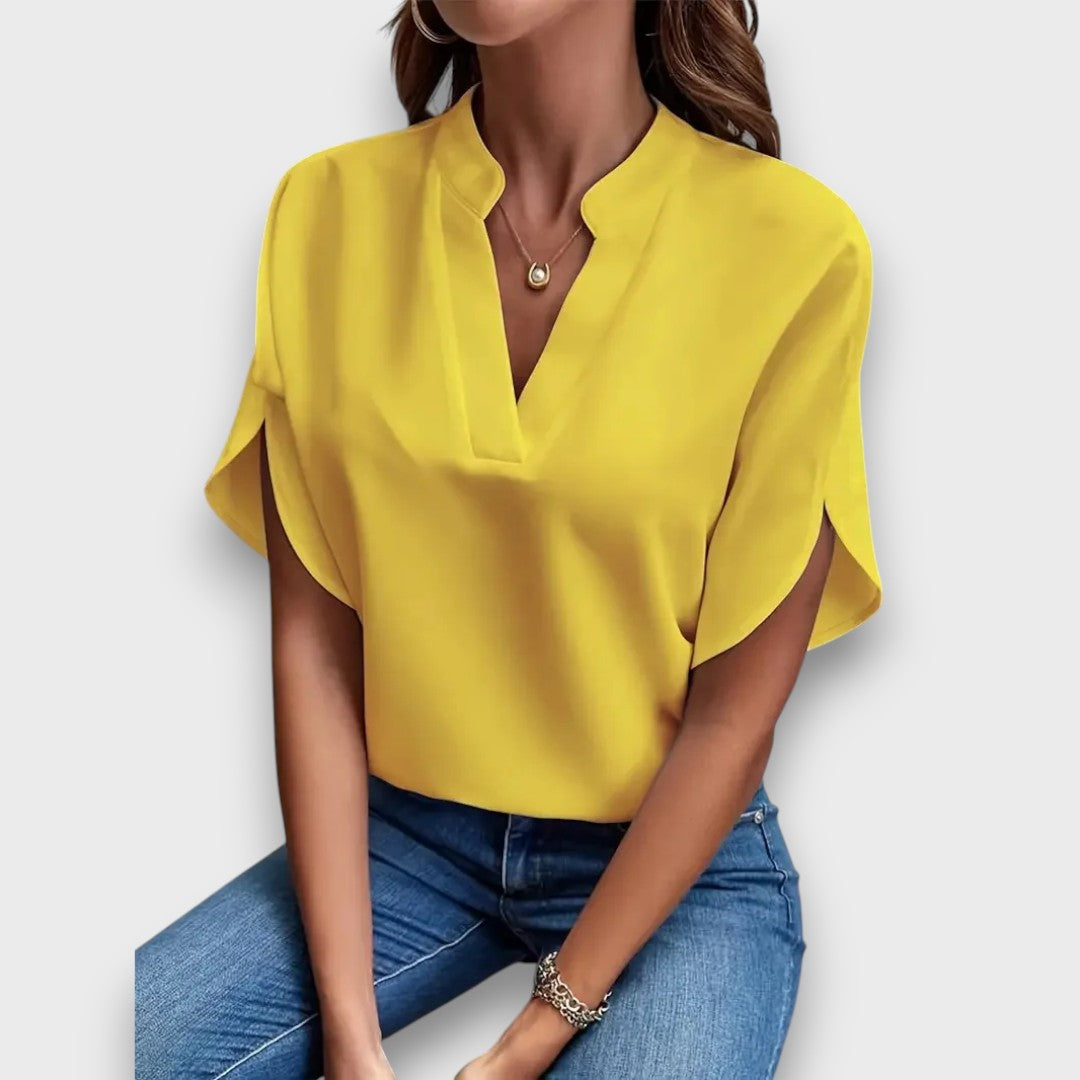 Lunelle – Bluse mit V-Ausschnitt und fließender Form - Emma Fioretti