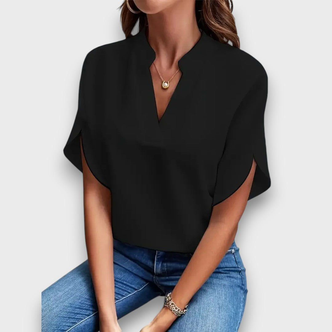 Lunelle – Bluse mit V-Ausschnitt und fließender Form - Emma Fioretti