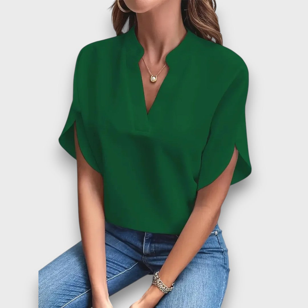 Lunelle – Bluse mit V-Ausschnitt und fließender Form - Emma Fioretti