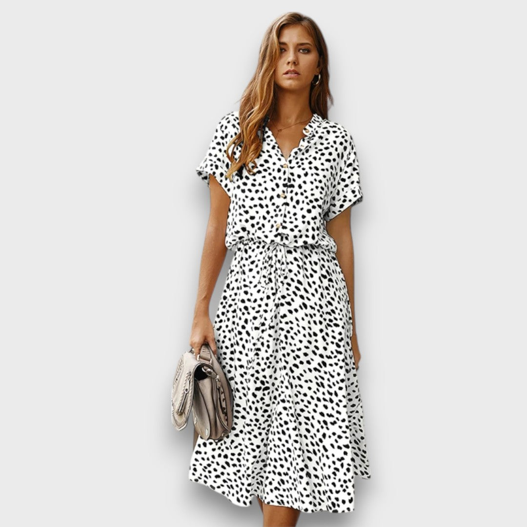 Solvinea – Geknöpftes Midikleid mit Vintage-Print