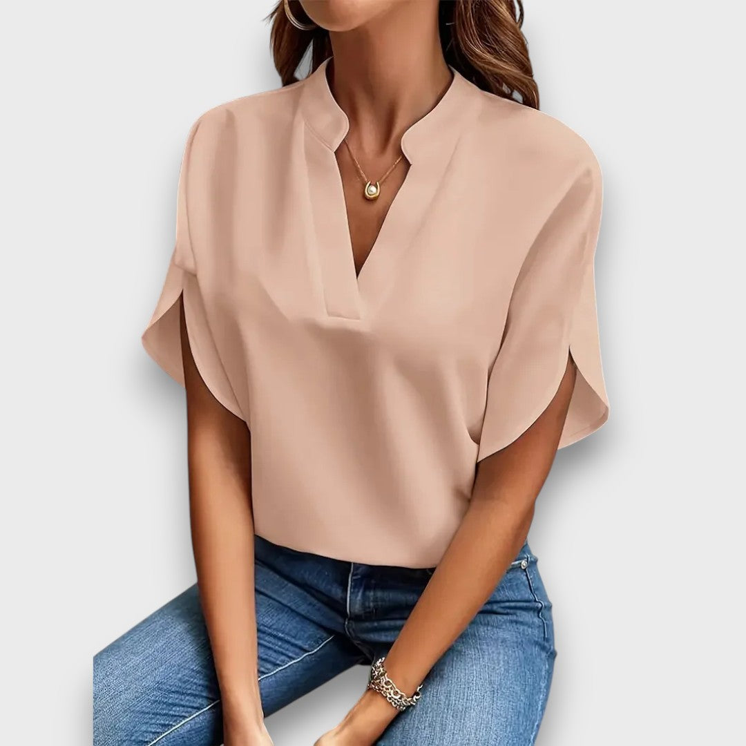 Lunelle – Bluse mit V-Ausschnitt und fließender Form - Emma Fioretti