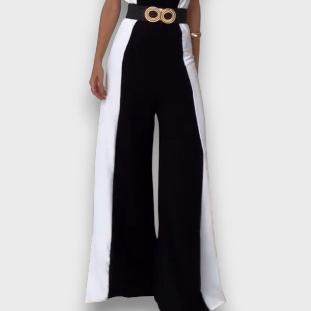 Celestine – Zweifarbiger Jumpsuit mit Taillengürtel - Emma Fioretti