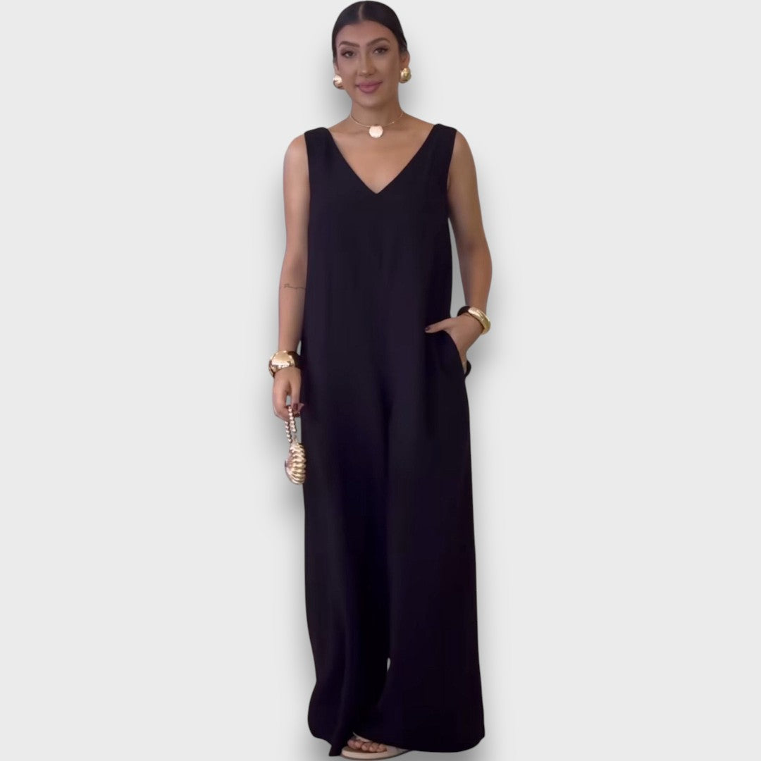 Aubrine – Fließender Jumpsuit mit V-Ausschnitt - Emma Fioretti