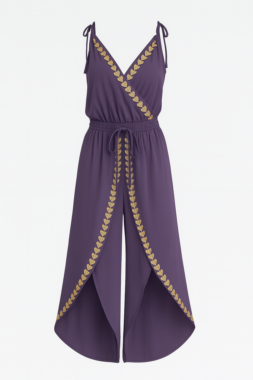 Sereya – Jumpsuit mit goldenen Details und Beinschlitz