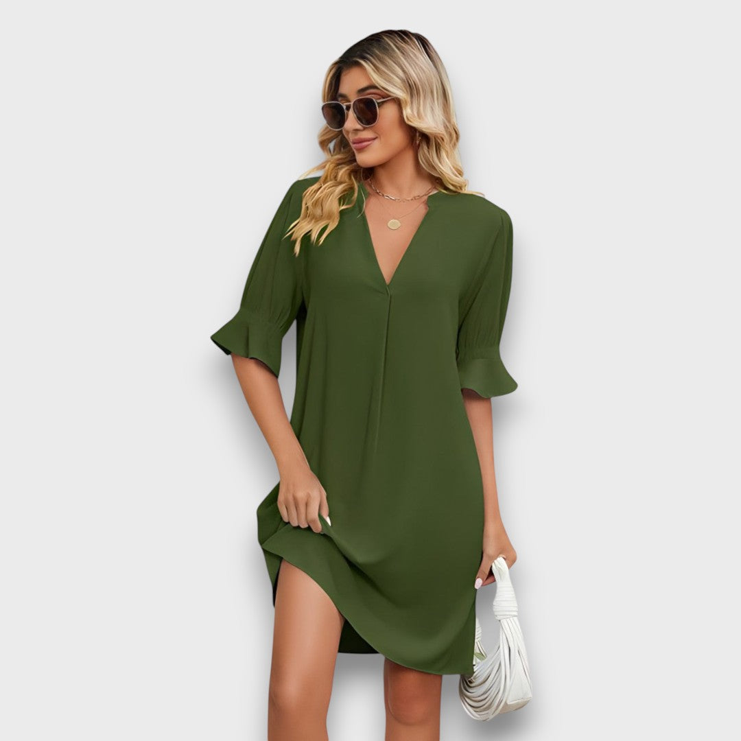Maivelle – Sommerkleid mit Faltenärmeln und V-Ausschnitt
