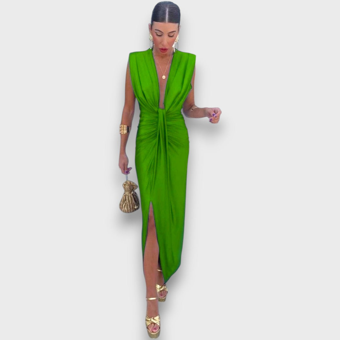 Oriane – Drapiertes Abendkleid mit tiefem Ausschnitt - Emma Fioretti
