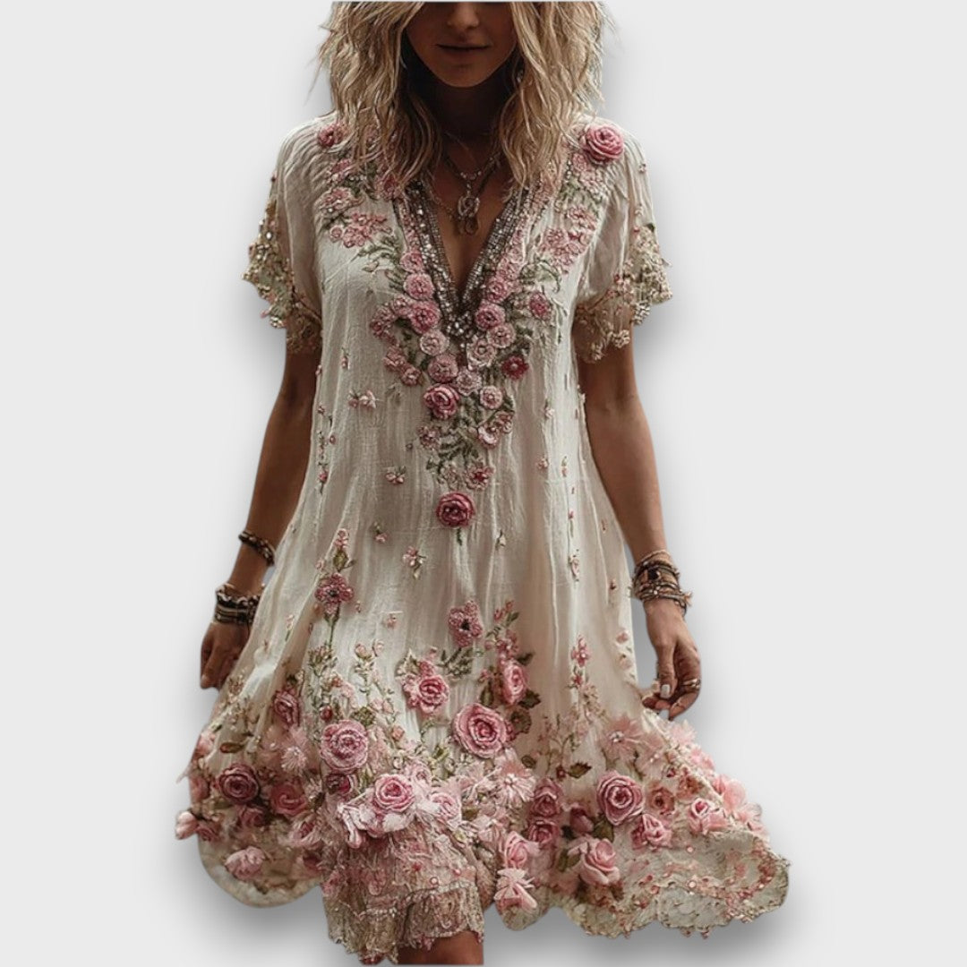 Florie – Boho-Kleid mit Blumenstickerei