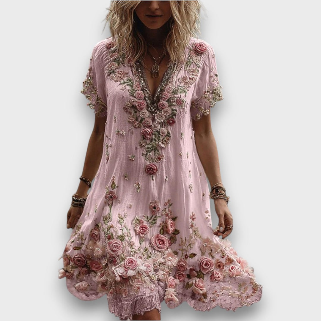 Florie – Boho-Kleid mit Blumenstickerei