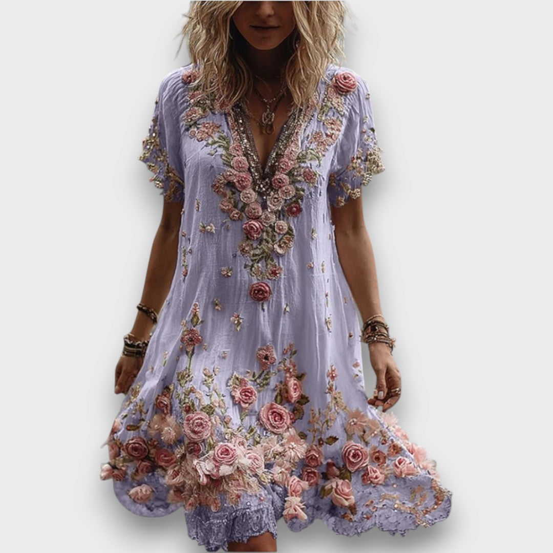 Florie – Boho-Kleid mit Blumenstickerei
