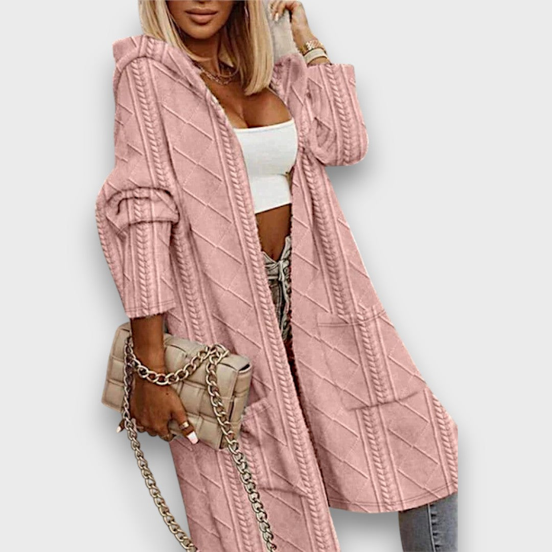 Jovina – Langer Cardigan mit Kapuze