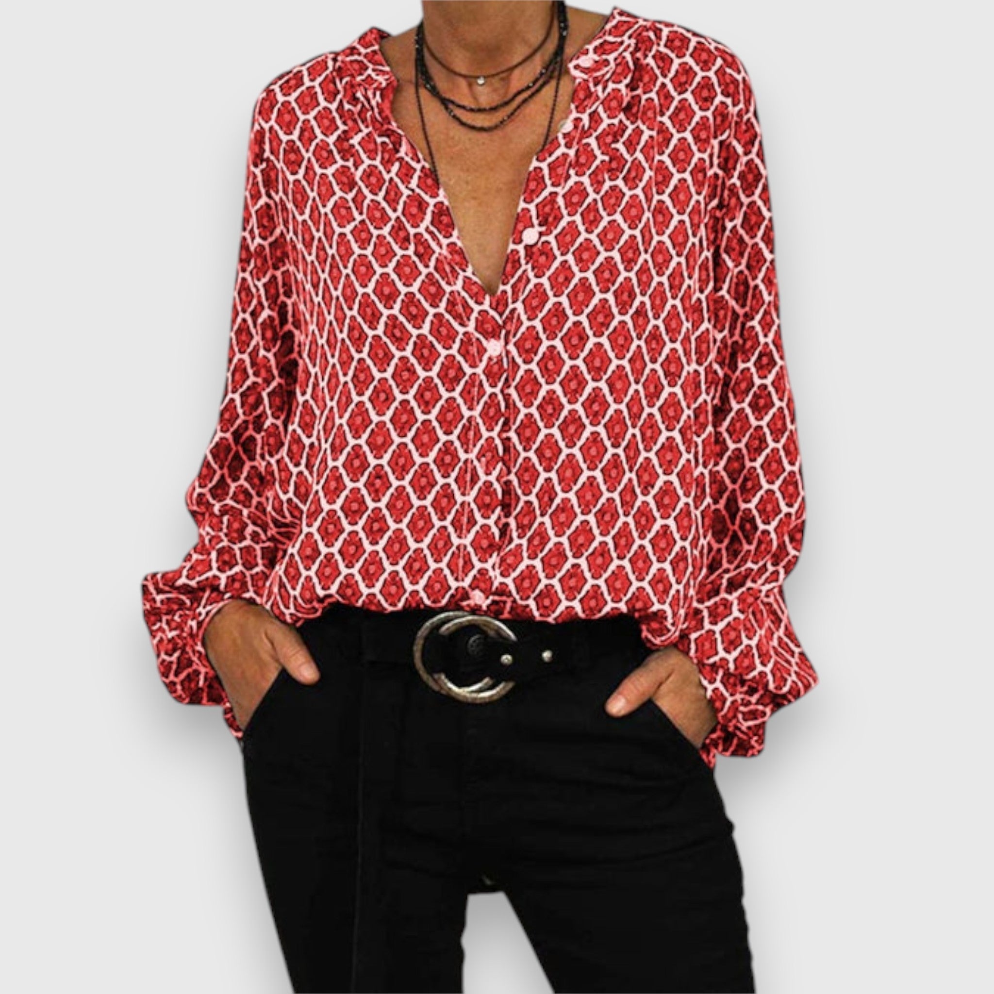 Melvia – Bluse mit modernem Muster Emma Fioretti