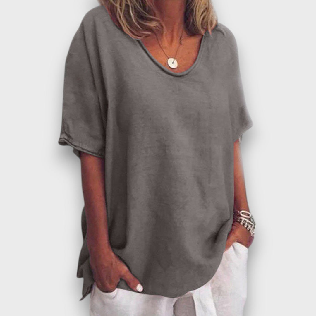 Marvia – Lockeres Oversize-Shirt mit Rundhalsausschnitt