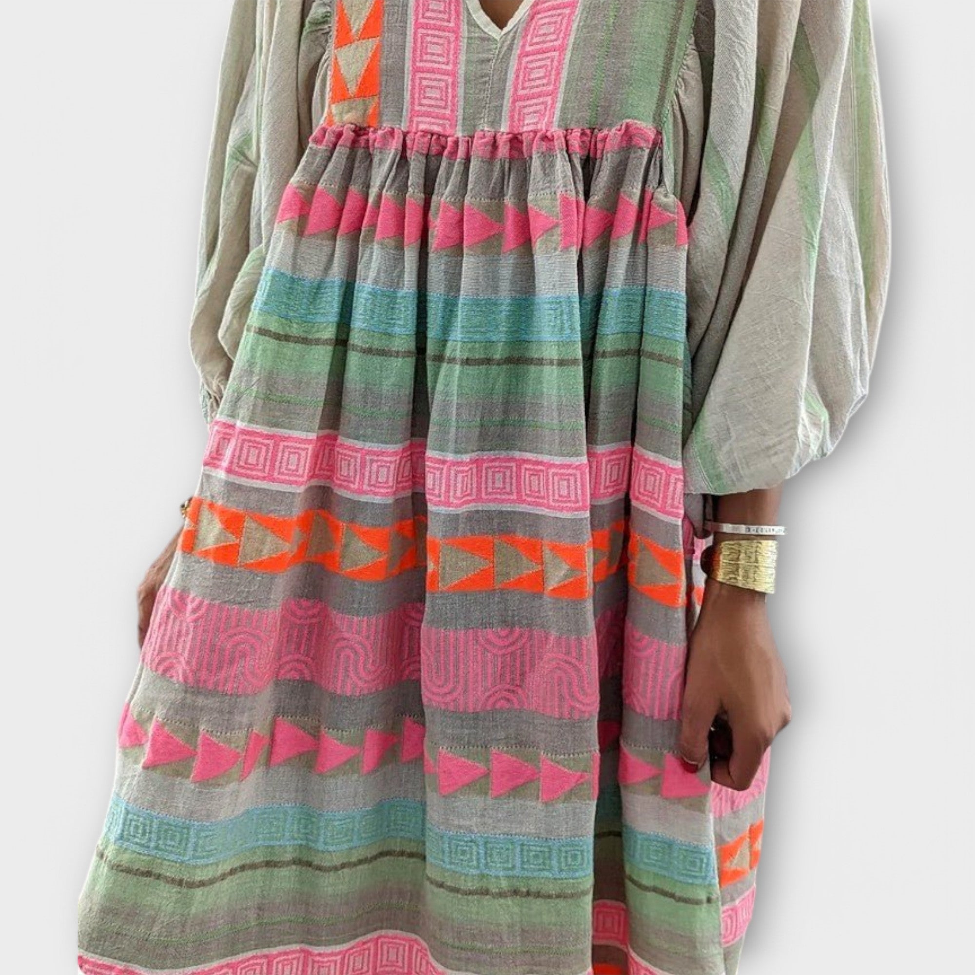 Ysolde – Boho Maxikleid mit Stickdetails