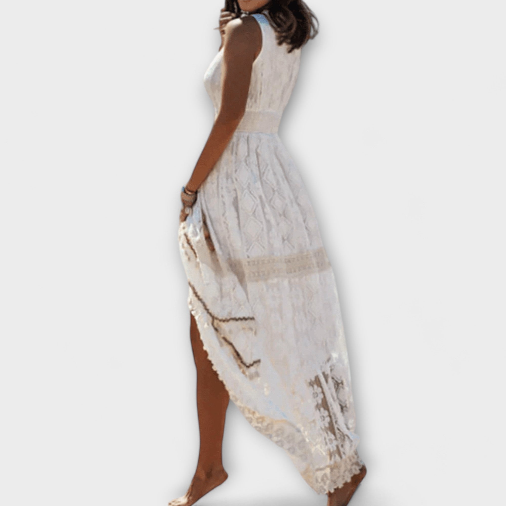 Taliana – Boho Maxikleid mit Spitze und Schlitz