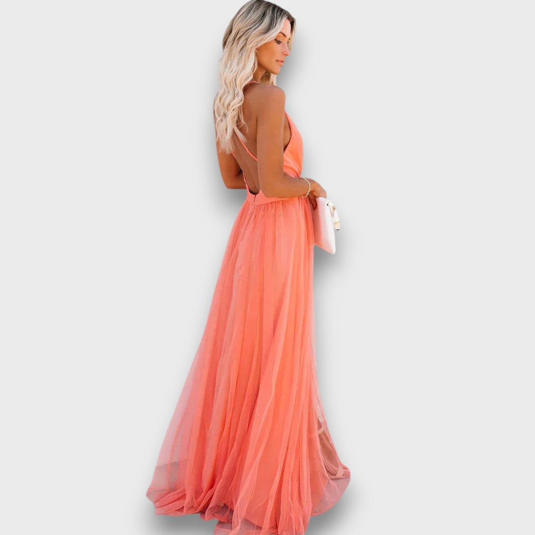Lunara – Luftige Maxikleid-Eleganz in Pfirsich Emma Fioretti
