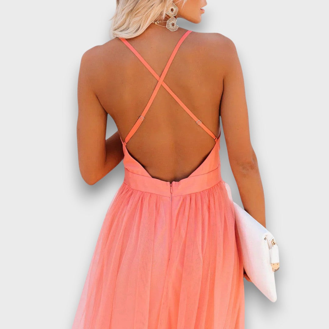 Lunara – Luftige Maxikleid-Eleganz in Pfirsich Emma Fioretti
