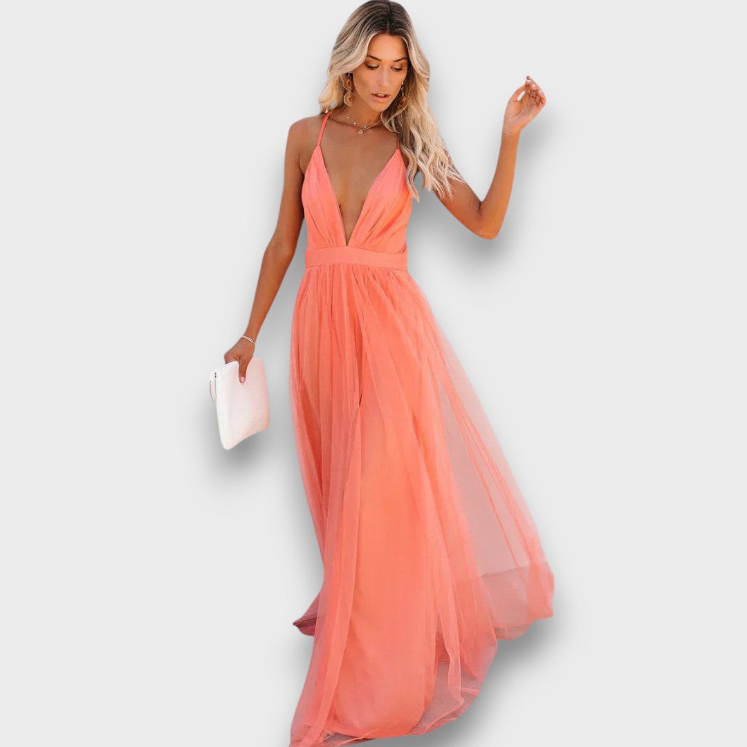 Lunara – Luftige Maxikleid-Eleganz in Pfirsich Emma Fioretti